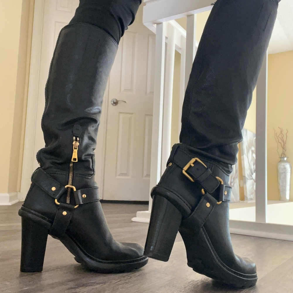 Authentic Prada Black Leather Boots – Size 7.5 – Mint Condition